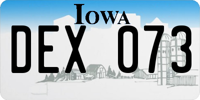 IA license plate DEX073
