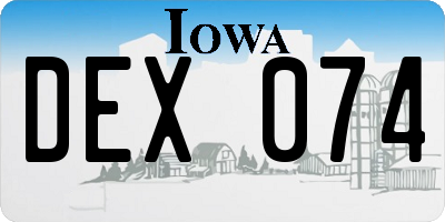 IA license plate DEX074