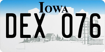 IA license plate DEX076