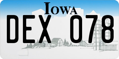 IA license plate DEX078