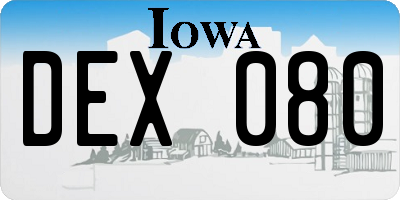 IA license plate DEX080