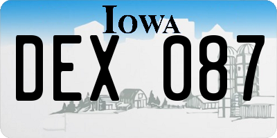 IA license plate DEX087