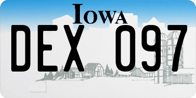 IA license plate DEX097