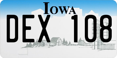 IA license plate DEX108