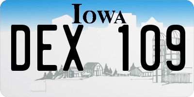 IA license plate DEX109