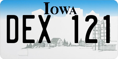 IA license plate DEX121