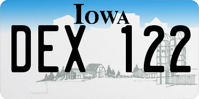 IA license plate DEX122