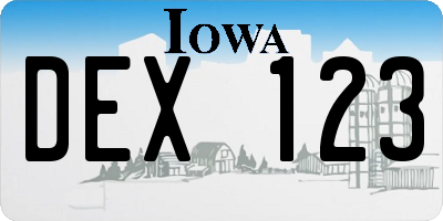 IA license plate DEX123