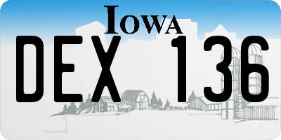 IA license plate DEX136