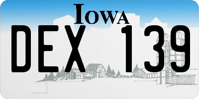 IA license plate DEX139
