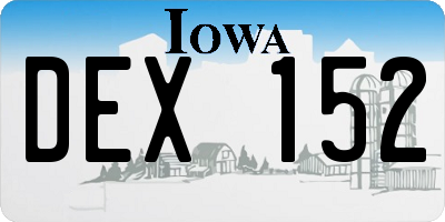 IA license plate DEX152