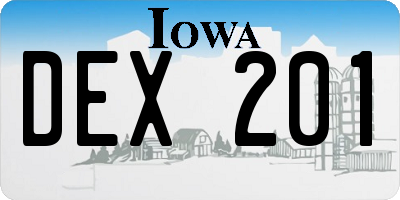IA license plate DEX201