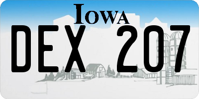 IA license plate DEX207
