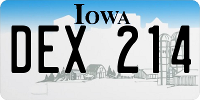 IA license plate DEX214