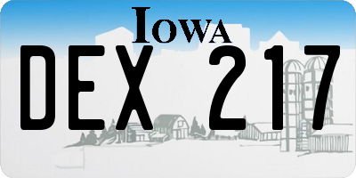 IA license plate DEX217