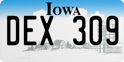 IA license plate DEX309