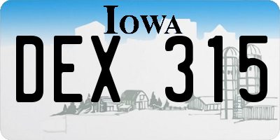IA license plate DEX315