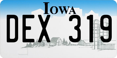 IA license plate DEX319