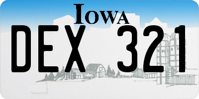 IA license plate DEX321