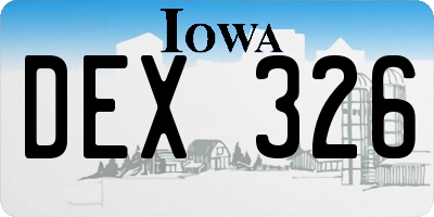 IA license plate DEX326