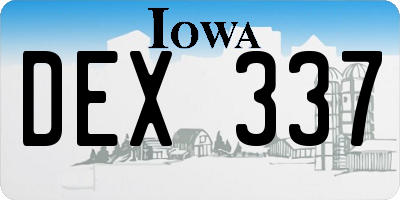 IA license plate DEX337