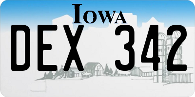IA license plate DEX342