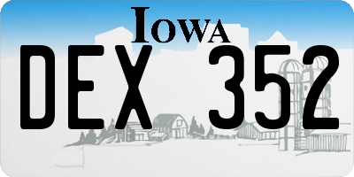 IA license plate DEX352