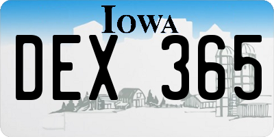 IA license plate DEX365