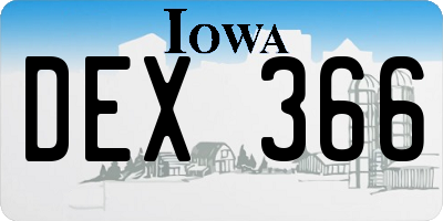 IA license plate DEX366