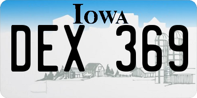 IA license plate DEX369