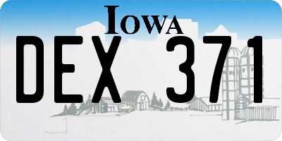 IA license plate DEX371