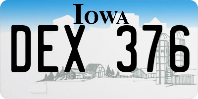 IA license plate DEX376