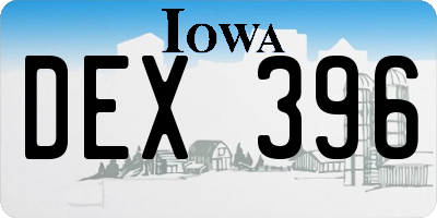IA license plate DEX396