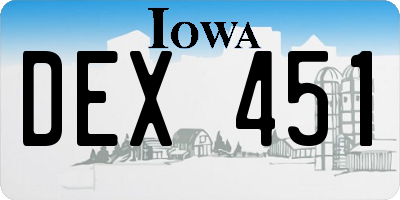 IA license plate DEX451