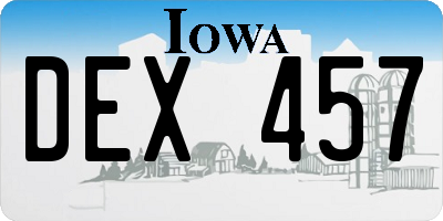 IA license plate DEX457