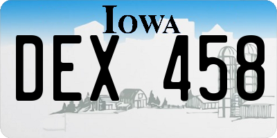 IA license plate DEX458
