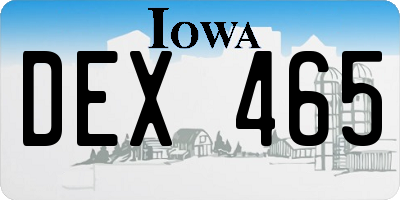 IA license plate DEX465