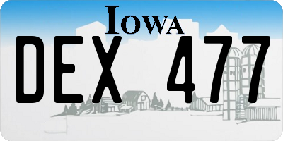 IA license plate DEX477