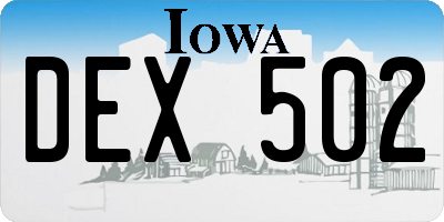 IA license plate DEX502