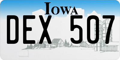 IA license plate DEX507