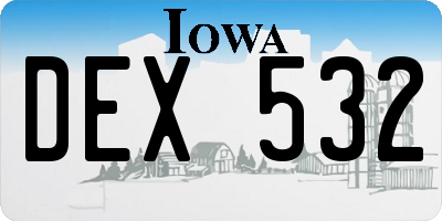 IA license plate DEX532