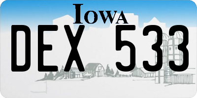 IA license plate DEX533