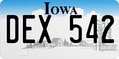 IA license plate DEX542