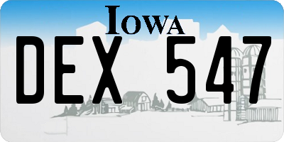 IA license plate DEX547
