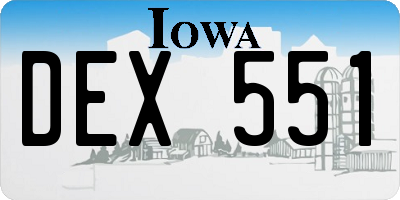 IA license plate DEX551