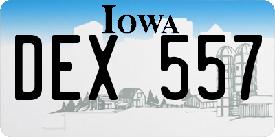 IA license plate DEX557