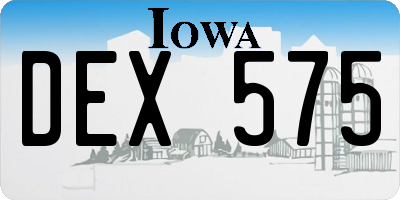 IA license plate DEX575