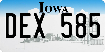 IA license plate DEX585