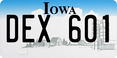 IA license plate DEX601