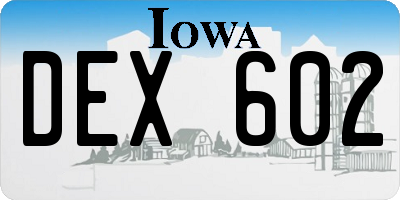 IA license plate DEX602